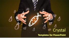  Presentation with related - Slide deck consisting of hand-holding-food-related-icons background and a tawny brown colored foreground