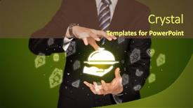  Presentation with related - PPT theme featuring hand-holding-food-related-icons background and a tawny brown colored foreground