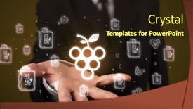  Presentation with related - PPT theme consisting of hand-holding-food-related-icons background and a wine colored foreground