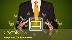  Presentation with related - Presentation theme featuring hand-holding-food-related-icons background and a tawny brown colored foreground