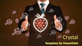  Presentation with related - PPT theme consisting of hand-holding-food-related-icons background and a tawny brown colored foreground