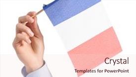  Presentation with france flag - Slides having hand holding french flag background and a  colored foreground
