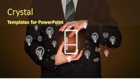  Presentation with food delivery - Amazing PPT theme having hand-holding-fridge-icon-healthy backdrop and a tawny brown colored foreground