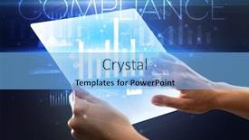  Presentation with compliance - Presentation theme enhanced with hand-holding-futuristic-tablet background and a light blue colored foreground