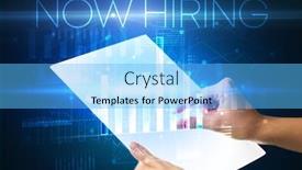  Presentation with hiring - Colorful presentation enhanced with hand-holding-futuristic-tablet backdrop and a light blue colored foreground