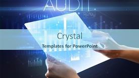  Presentation with audit - Slide set enhanced with hand-holding-futuristic-tablet background and a sky blue colored foreground