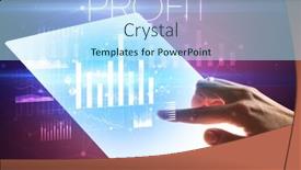  Presentation with business profit - Colorful presentation design enhanced with hand-holding-futuristic-tablet backdrop and a cool aqua colored foreground