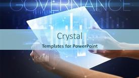  Presentation with governance - PPT layouts consisting of hand-holding-futuristic-tablet background and a sky blue colored foreground