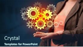  Presentation with gears - Amazing slide set having hand holding gears in his hand backdrop and a navy blue colored foreground