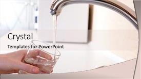  Presentation with water glass - Theme featuring hand holding glass of water background and a lemonade colored foreground