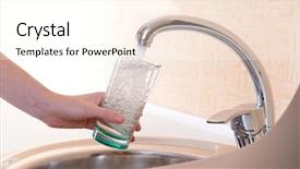  Presentation with water glass - Presentation design featuring hand holding glass of water background and a white colored foreground