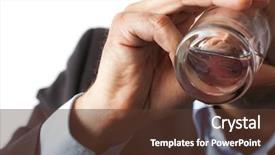  Presentation with man heart attact hand hold - Colorful PPT theme enhanced with hand holding glass of water backdrop and a tawny brown colored foreground