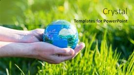  Presentation with hand holding earth - Colorful slides enhanced with hand-holding-globe-earth-day backdrop and a  colored foreground