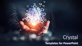  Presentation with innovation - Beautiful slide set featuring hand-holding-glowing-cubes-innovation backdrop and a wine colored foreground