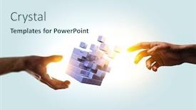  Presentation with innovation - Slide set featuring hand-holding-glowing-cubes-innovation background and a sky blue colored foreground