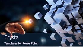  Presentation with innovation - Slide set consisting of hand-holding-glowing-cubes-innovation background and a navy blue colored foreground