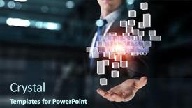  Presentation with innovation - Audience pleasing slide set consisting of hand-holding-glowing-cubes-innovation backdrop and a wine colored foreground