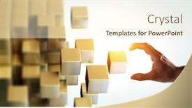  Presentation with innovation - PPT theme with hand-holding-glowing-cubes-innovation background and a cream colored foreground