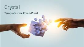  Presentation with innovation - Slides consisting of hand-holding-glowing-cubes-innovation background and a sky blue colored foreground