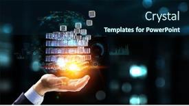  Presentation with innovation - Audience pleasing slides consisting of hand-holding-glowing-cubes-innovation backdrop and a navy blue colored foreground