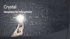  Presentation with glowing light bulb light bulb - Amazing slide set having hand holding glowing glass light backdrop and a dark gray colored foreground