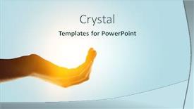  Presentation with light - Presentation theme with hand-holding-glowing-light-mixed background and a sky blue colored foreground