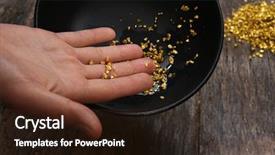  Presentation with gold nugget - Colorful presentation theme enhanced with hand holding gold nugget grains backdrop and a wine colored foreground