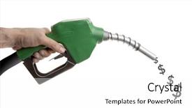  Presentation with dollar signs - PPT theme enhanced with fuel economy - male hand holding green gas background and a white colored foreground