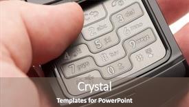  Presentation with cell - Colorful PPT theme enhanced with hand holding grey cell phone backdrop and a tawny brown colored foreground