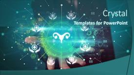  Presentation with healthcare - Slide deck having hand-holding-healthcare-icons-concept background and a ocean colored foreground