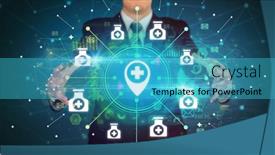  Presentation with healthcare - Slide set having hand-holding-healthcare-icons-concept background and a teal colored foreground