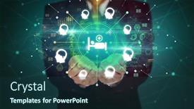  Presentation with healthcare - Presentation design featuring hand-holding-healthcare-icons-concept background and a tawny brown colored foreground