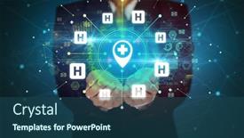  Presentation with healthcare - Presentation design consisting of hand-holding-healthcare-icons-concept background and a ocean colored foreground