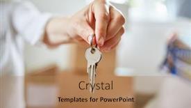  Presentation with ownership - Slide set featuring hand-holding-house-key background and a coral colored foreground