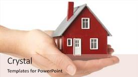  Presentation with house - Cool new presentation with hand holding house backdrop and a coral colored foreground