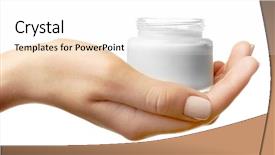  Presentation with cream - Theme having hand holding jar of cream background and a white colored foreground