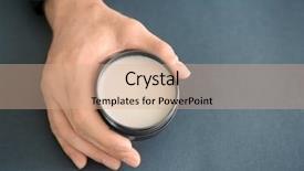  Presentation with hand holding puzzle piece - Audience pleasing presentation theme consisting of hand holding jar with clay backdrop and a coral colored foreground