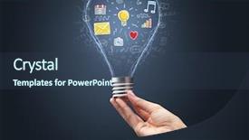  Presentation with bulb - Colorful PPT theme enhanced with hand holding light bulb backdrop and a ocean colored foreground