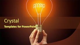  Presentation with bulb - Presentation design having invention - hand holding light bulb background and a tawny brown colored foreground