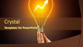  Presentation with bulb - Presentation theme having hand holding light bulb on dark background new eco idea concept background and a tawny brown colored foreground