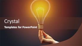  Presentation with bulb - Presentation design featuring hand holding light bulb on dark background new idea concept background and a tawny brown colored foreground