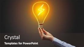  Presentation with eco - Slides featuring hand holding light bulb on dark background new eco idea concept background and a dark gray colored foreground