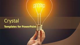  Presentation with bulb - Audience pleasing presentation theme consisting of hand holding light bulb on dark background new idea concept backdrop and a tawny brown colored foreground