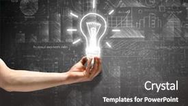  Presentation with light bulb - Presentation enhanced with hand holding light bulb background and a dark gray colored foreground