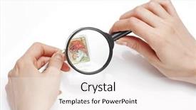 Presentation with stamp - Beautiful presentation design featuring hand holding magnifier analyzing a stamp backdrop and a white colored foreground