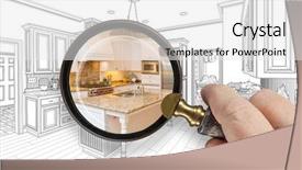  Presentation with magnifying glass - Theme consisting of hand holding magnifying glass revealing background and a white colored foreground