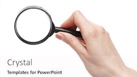  Presentation with magnifying glass - Theme enhanced with hand-holding-magnifying-glass background and a white colored foreground