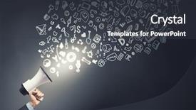  Presentation with lifestyle - PPT layouts featuring hand holding megaphone and lifestyle background and a dark gray colored foreground