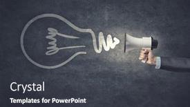  Presentation with light bulbs - PPT layouts consisting of hand holding megaphone and light bulbs flying out of it background and a dark gray colored foreground