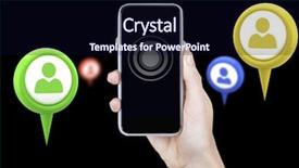  Presentation with green technology - PPT theme consisting of hand holding mobile phone background and a wine colored foreground